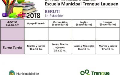 Horarios de Apoyo escolar de la Escuela Municipal de Beruti