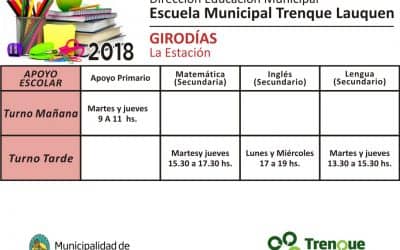 Horarios de Apoyo Escolar en la Escuela Municipal de Girodías