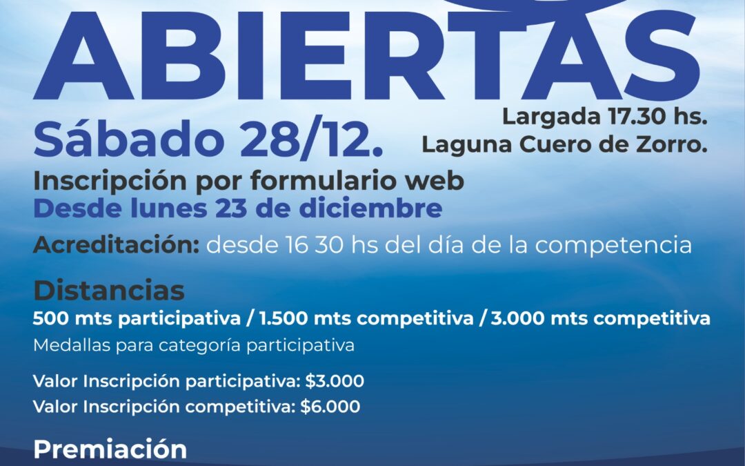 NUEVA EDICIÓN DE LA MARATÓN AGUAS ABIERTAS, ESTE SÁBADO (28) EN LA LAGUNA CUERO DE ZORRO