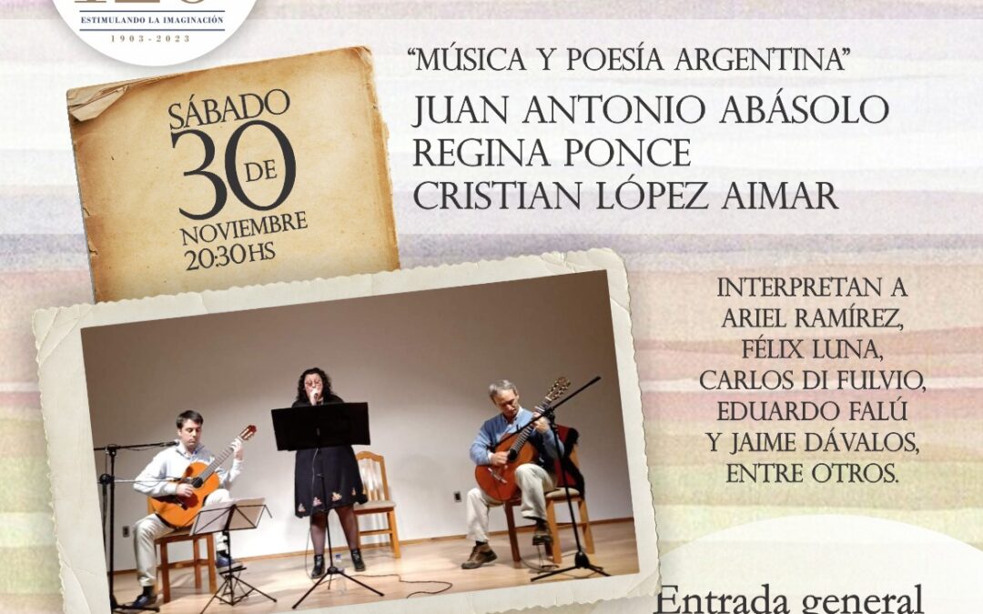 “MÚSICA Y POESÍA ARGENTINA”, UNA NUEVA PROPUESTA MUSICAL EN LA BIBLIOTECA RIVADAVIA