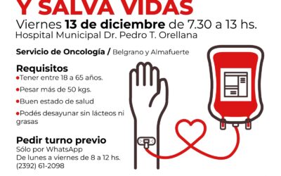 COLECTA ANUAL DE SANGRE: SERÁ EL PRÓXIMO VIERNES (13) Y LOS INTERESADOS/AS DEBEN SACAR TURNO PREVIAMENTE