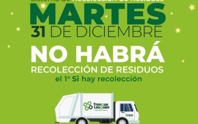 EL MARTES 31 DE DICIEMBRE NO HABRÁ RECOLECCIÓN DE RESIDUOS EN TODA LA CIUDAD